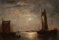 Nocturnal Harbor Scene