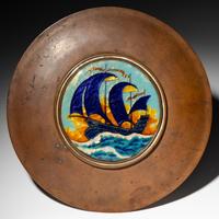 Covered bowl with sailboat silhouette, c. 1920