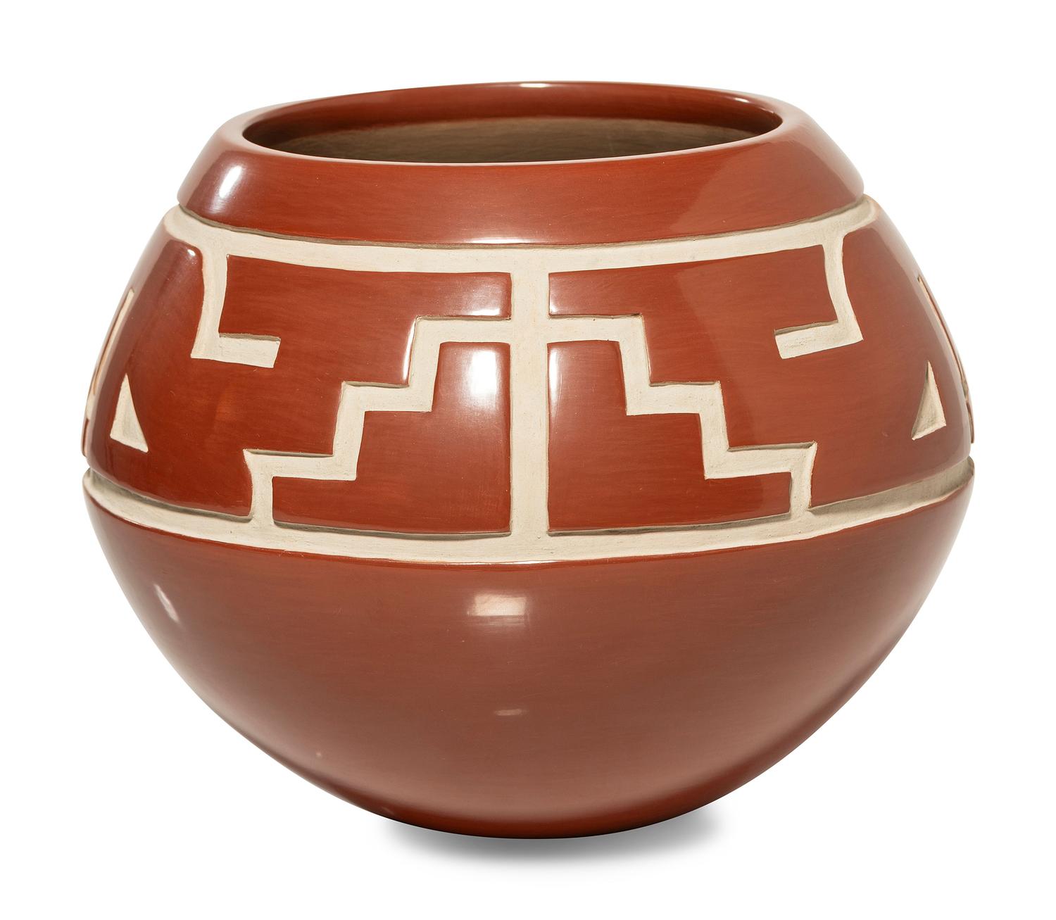 Carved Redware Pot