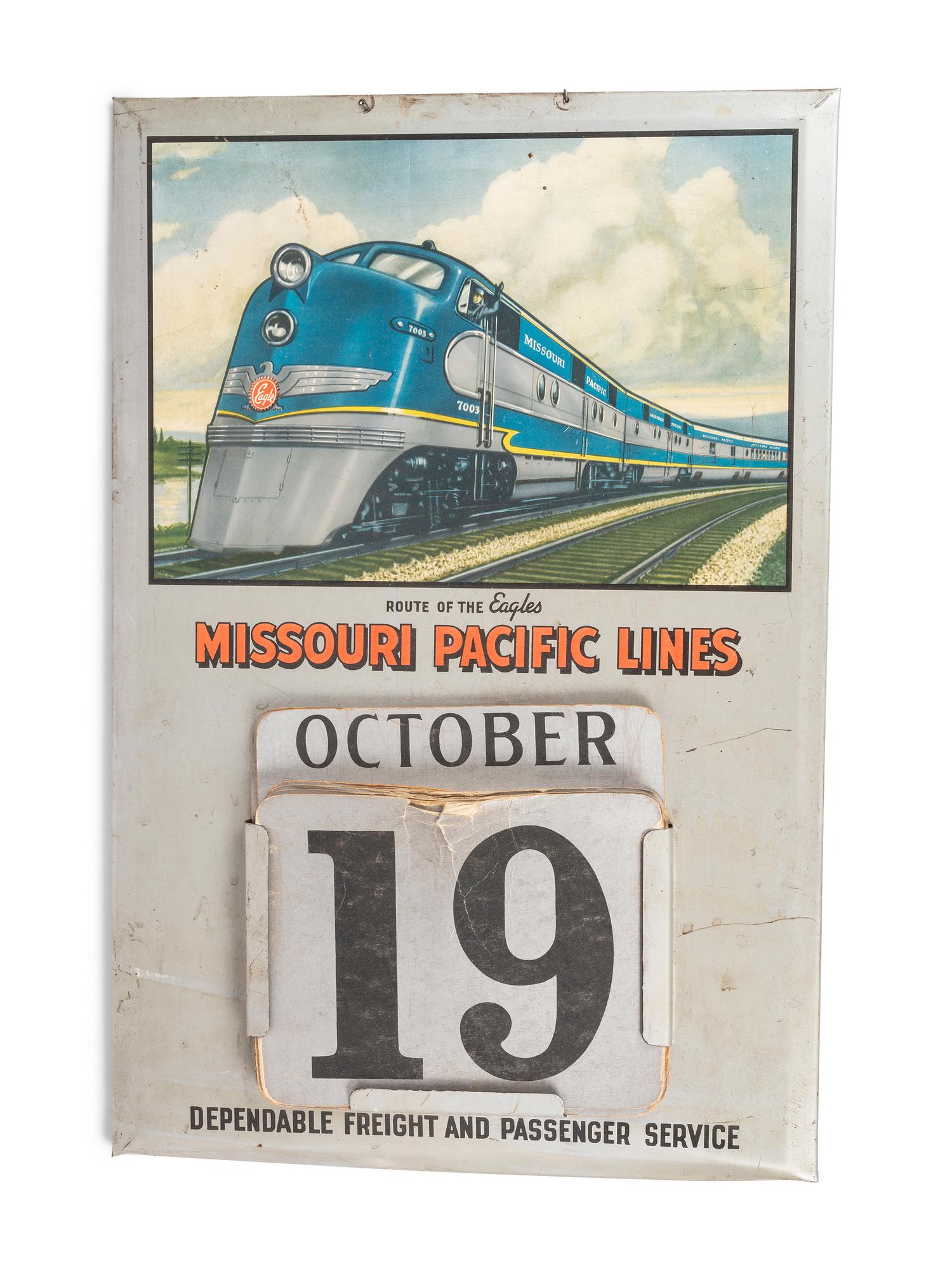 A Missouri Pacific Lines Tin Advertising Calendar