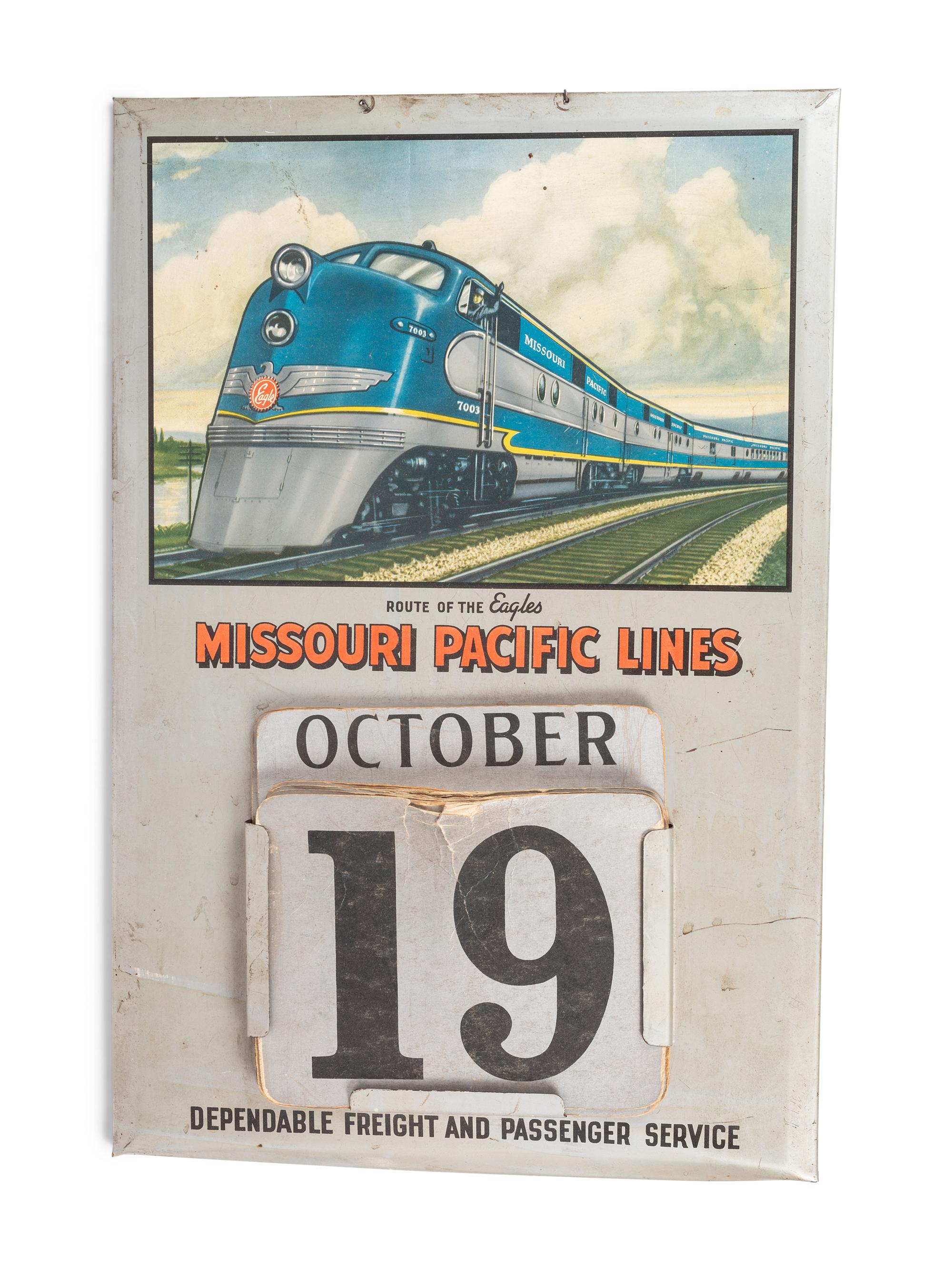 A Missouri Pacific Lines Tin Advertising Calendar