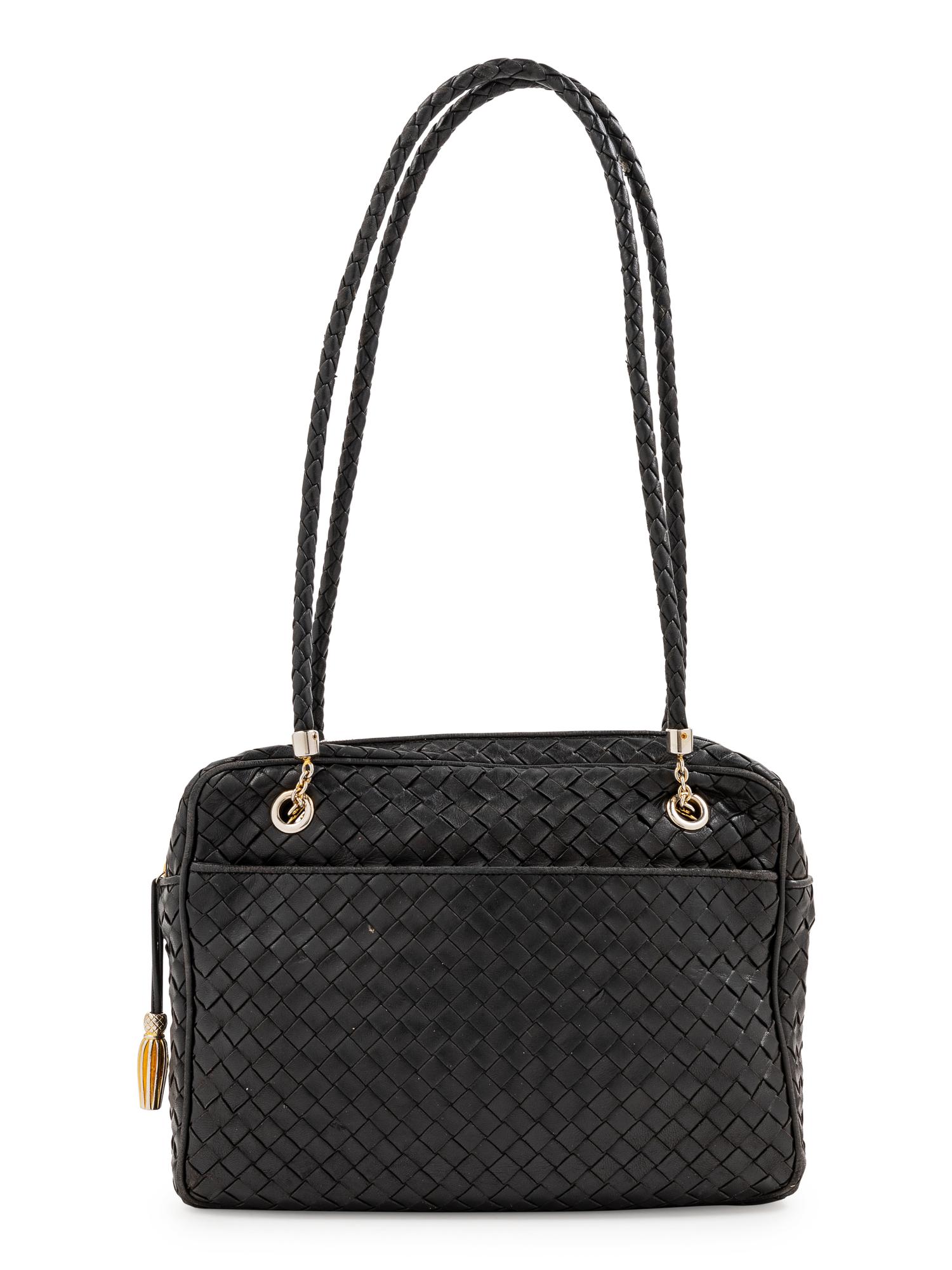 A Bottega Veneta Black Intrecciato Bag