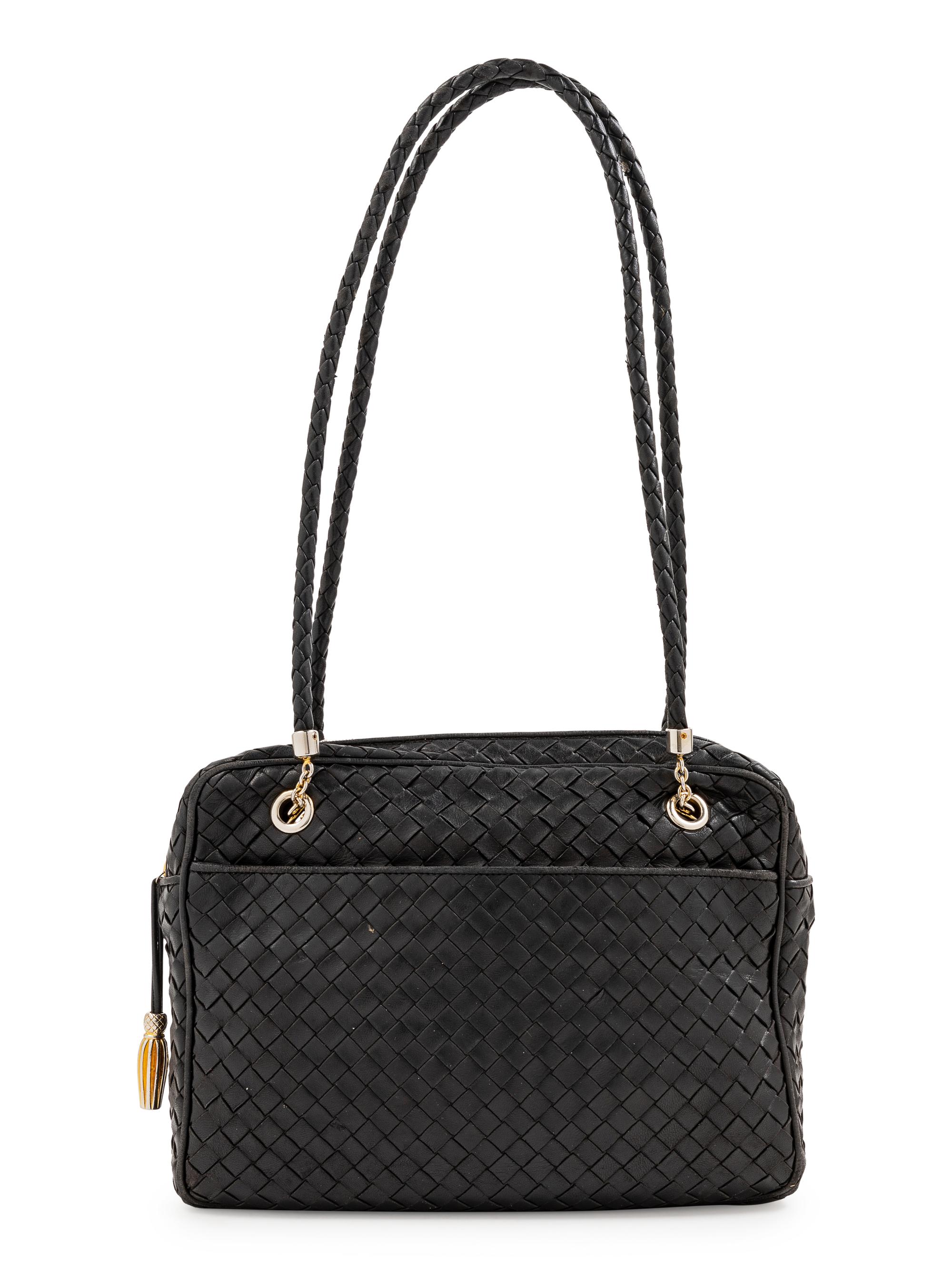 A Bottega Veneta Black Intrecciato Bag