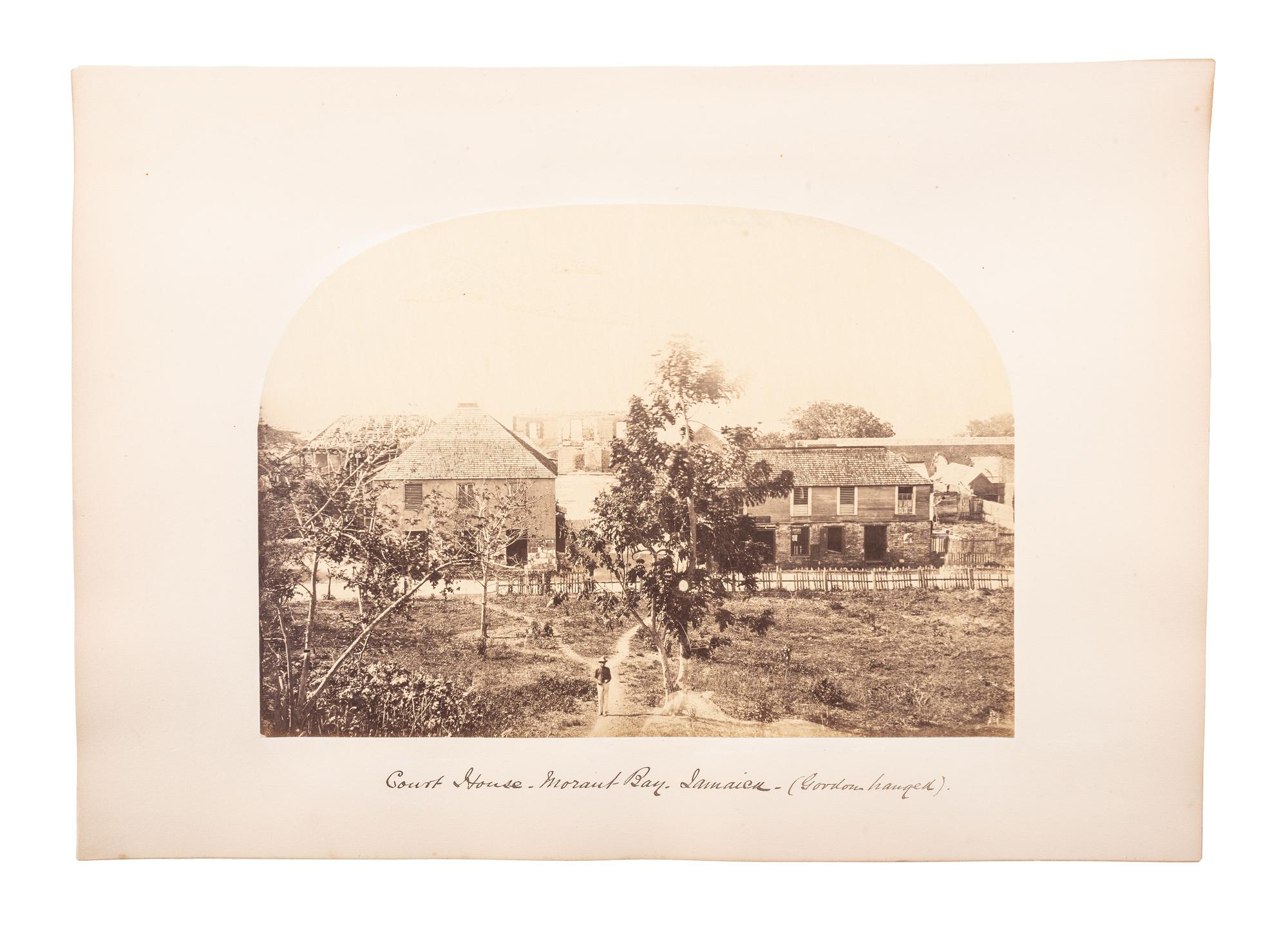[EARLY PHOTOGRAPHY] -- [JAMAICA & UNITED STATES]. A group of 26 albumen photographs, some featuring Black subjects, incl. troops drilling in Kingston.
