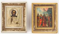 A Collection of Five Eastern European Icons Height of largest 20 7/8 x width 16 3/8 inches. — 19TH AND 20TH CENTURY