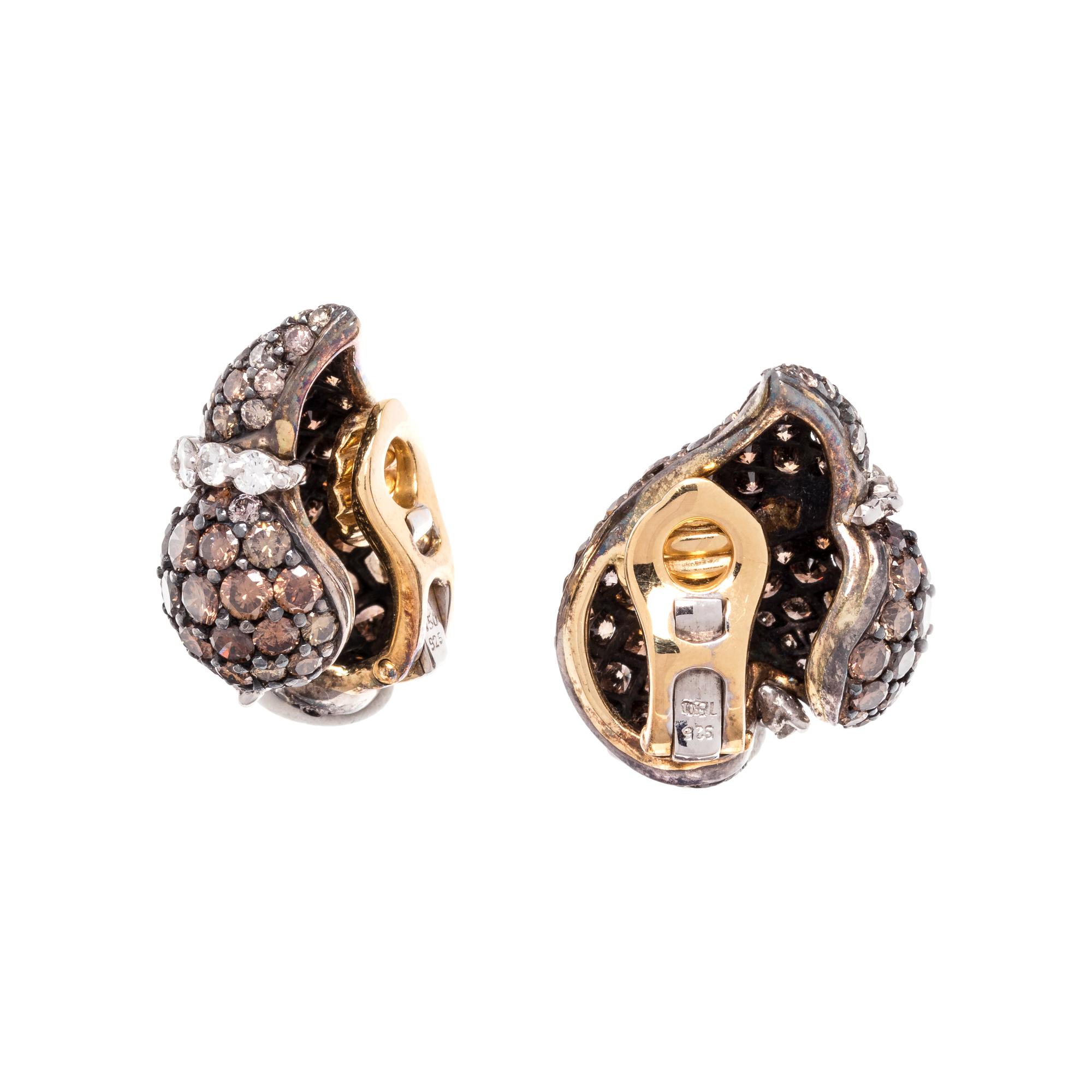 GIOIA, DIAMOND AND COLORED DIAMOND EARCLIPS