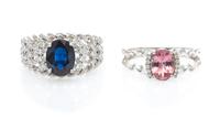 A Collection of White Gold, Diamond and Gemstone Rings, 5.10 dwts.