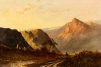 Francis E. Jamieson, (English, 1895-1950), Shepherd with Sheep in Mountains