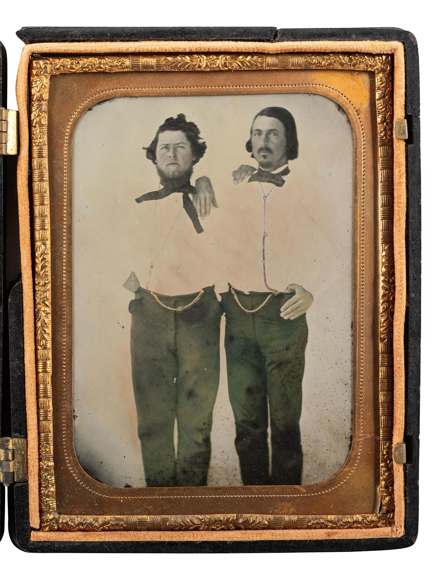 [CIVIL WAR]. Quarter plate ambrotype of a pair of men, possibly naval subjects.