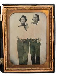 [CIVIL WAR]. Quarter plate ambrotype of a pair of men, possibly naval subjects.