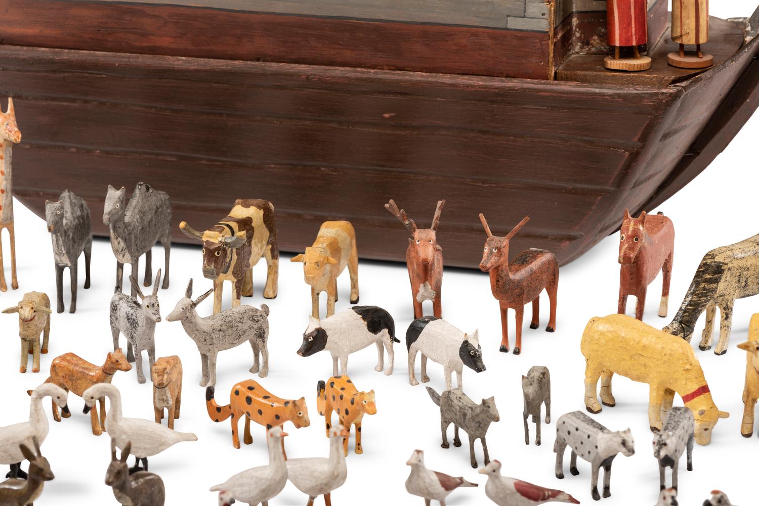 A Large Noah’s Ark with Lift-Off Cover and Large Number of Paired Animals