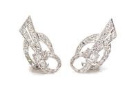 A Pair of Vintage Platinum and Diamond Earclips, 6.10 dwts.