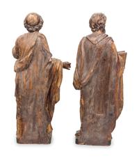 A Pair of Spanish Baroque Giltwood Figures of Saints