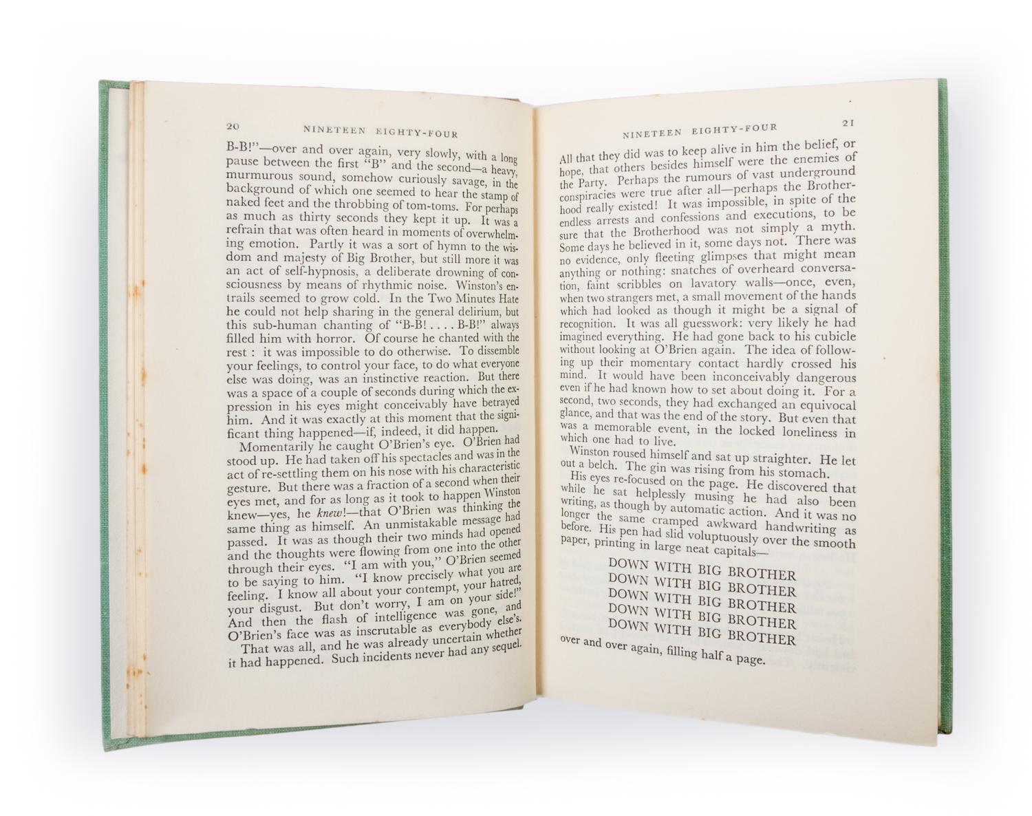 ORWELL, GEORGE. Nineteen Eighty-Four. London, 1949. First edition.