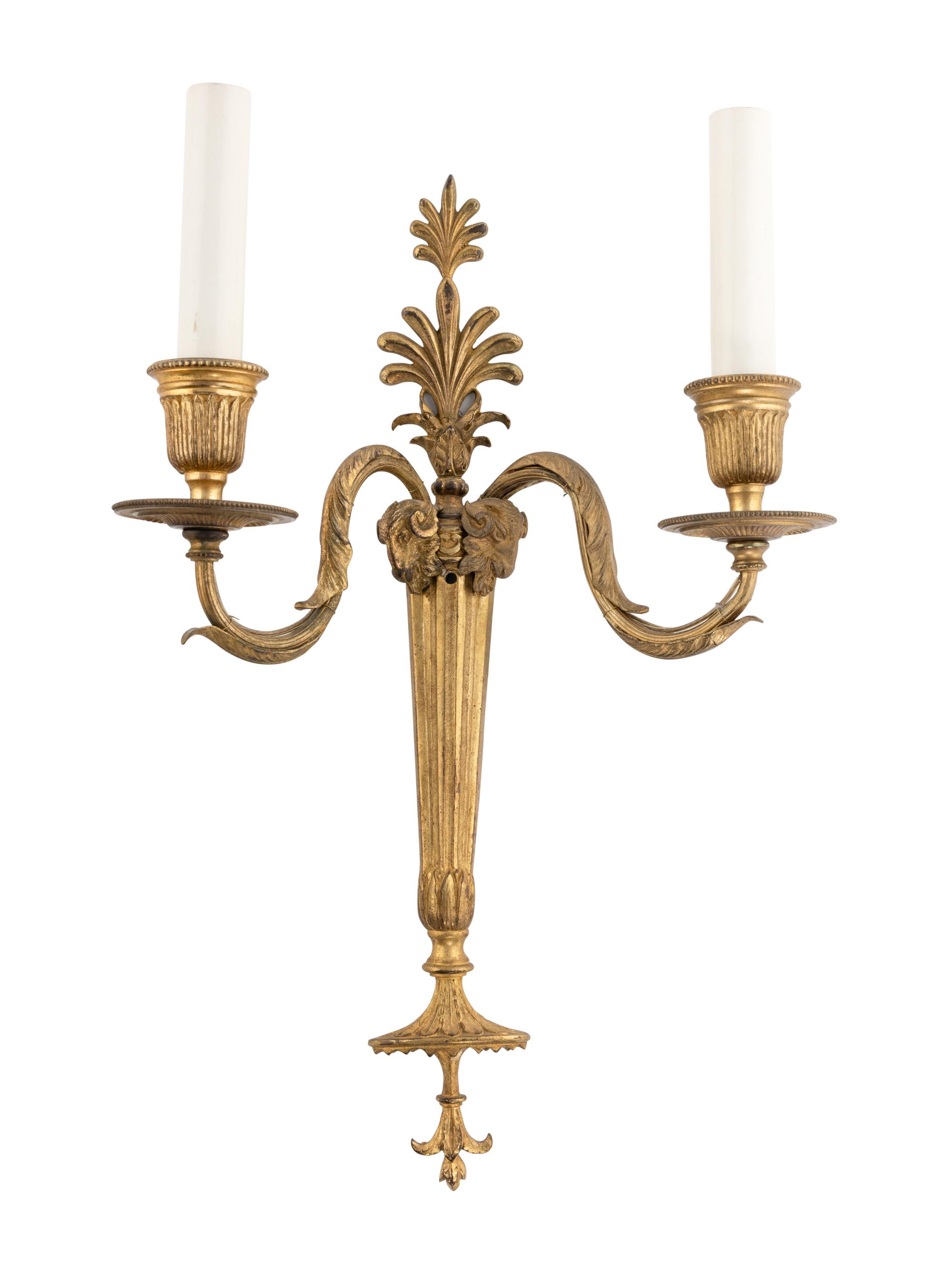 A Pair of North European Gilt Bronze Two-Branch Wall-Lights