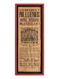 A Printed Broadside Promoting the Touring Performance of 'World Renowned Sorcerer, Necromancer, and Magician' Professor H.B. Reynolds