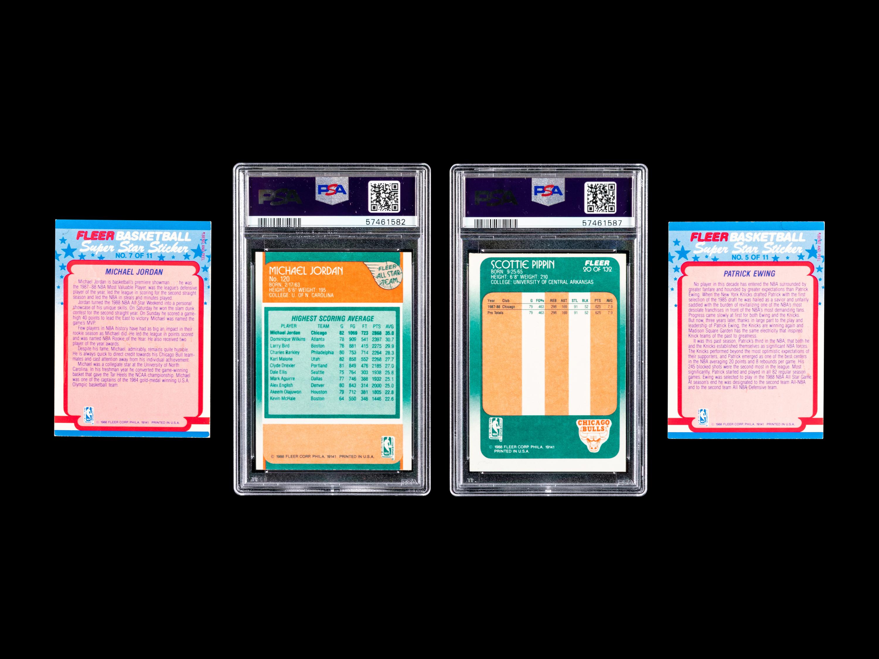 A Group of 31 1988 Fleer Basketball Cards Including a Michael Jordan All-Star No. 120 (PSA 9 MINT) and Scottie Pippen Rookie No. 20 (PSA 5 EX)