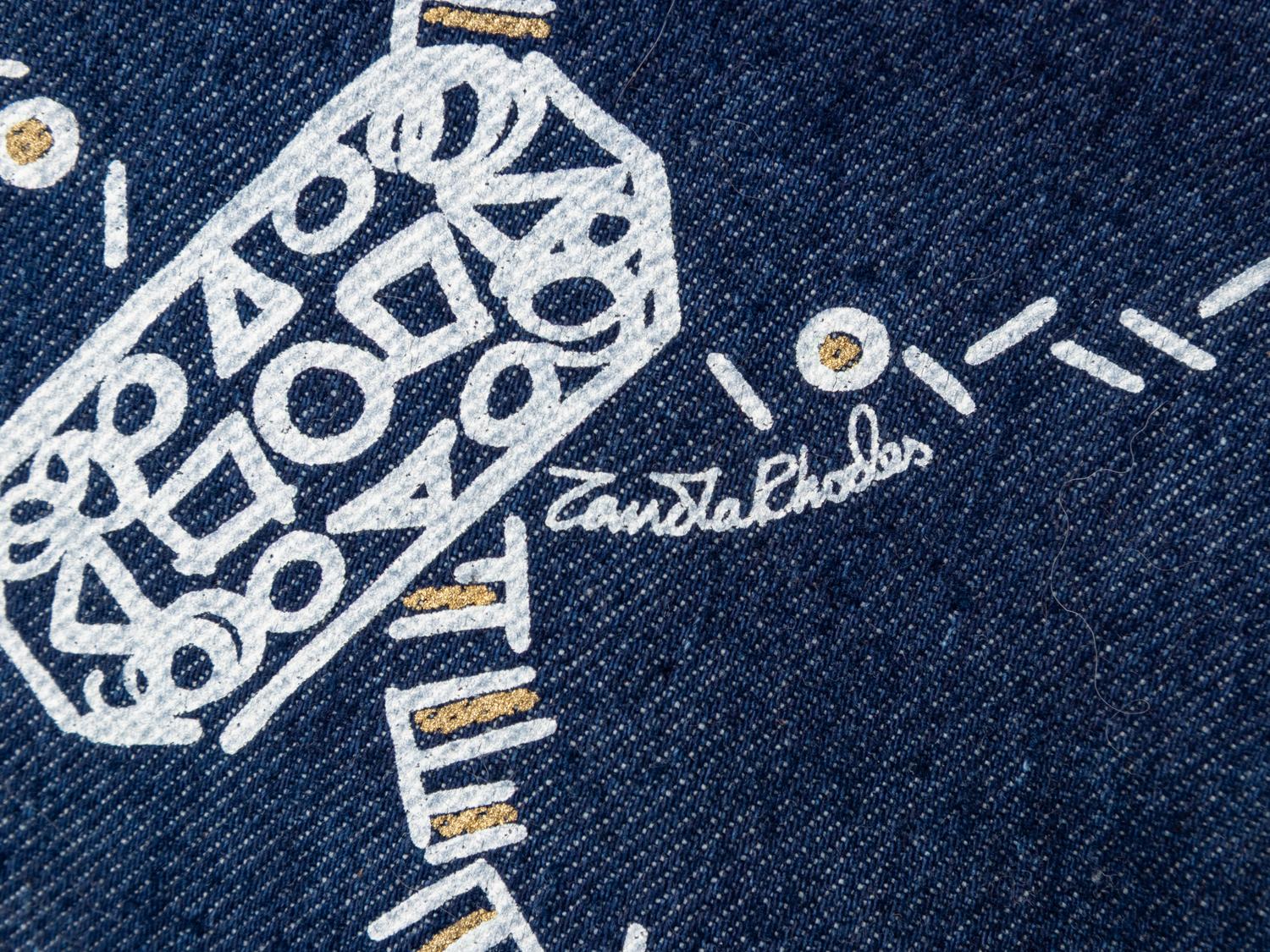 Zandra Rhodes Fur-Lined Denim Painted Coat, 1980s