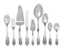 An American Silver Flatware Service, Wallace Silversmiths, Wallingford, CT, Grand Baroque pattern, comprising: 48 dinner knives 48 lunc