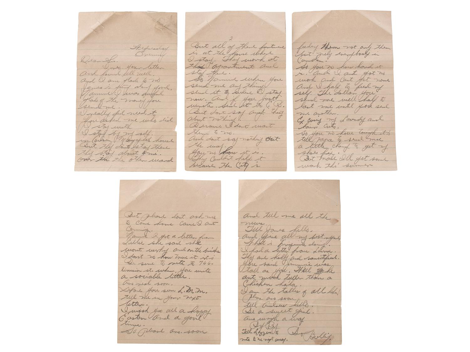 [AFRICAN AMERICANA]. Extensive manuscript archive documenting the experiences of the Rice Family of Roanoke, Virginia, during the Great Depression and World Wars I and II. Ca 1892-1950s.