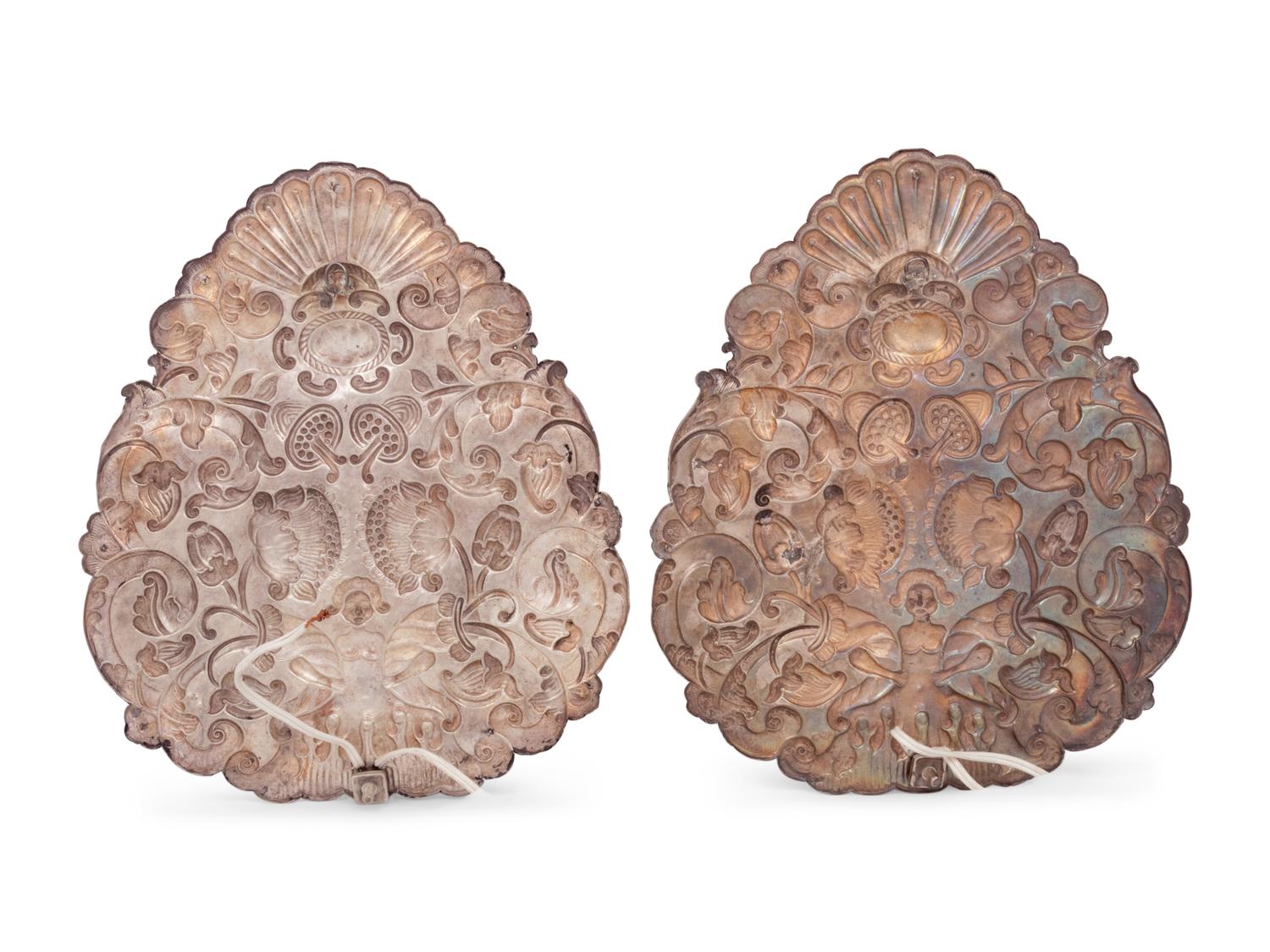 A Pair of Continental Silver Two-Light Sconces
