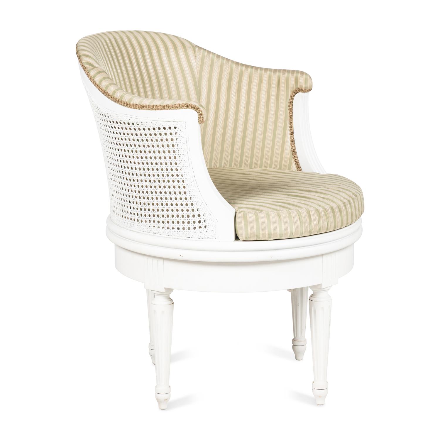 A Louis XVI Style White-Painted Swiveling Bureau Chair