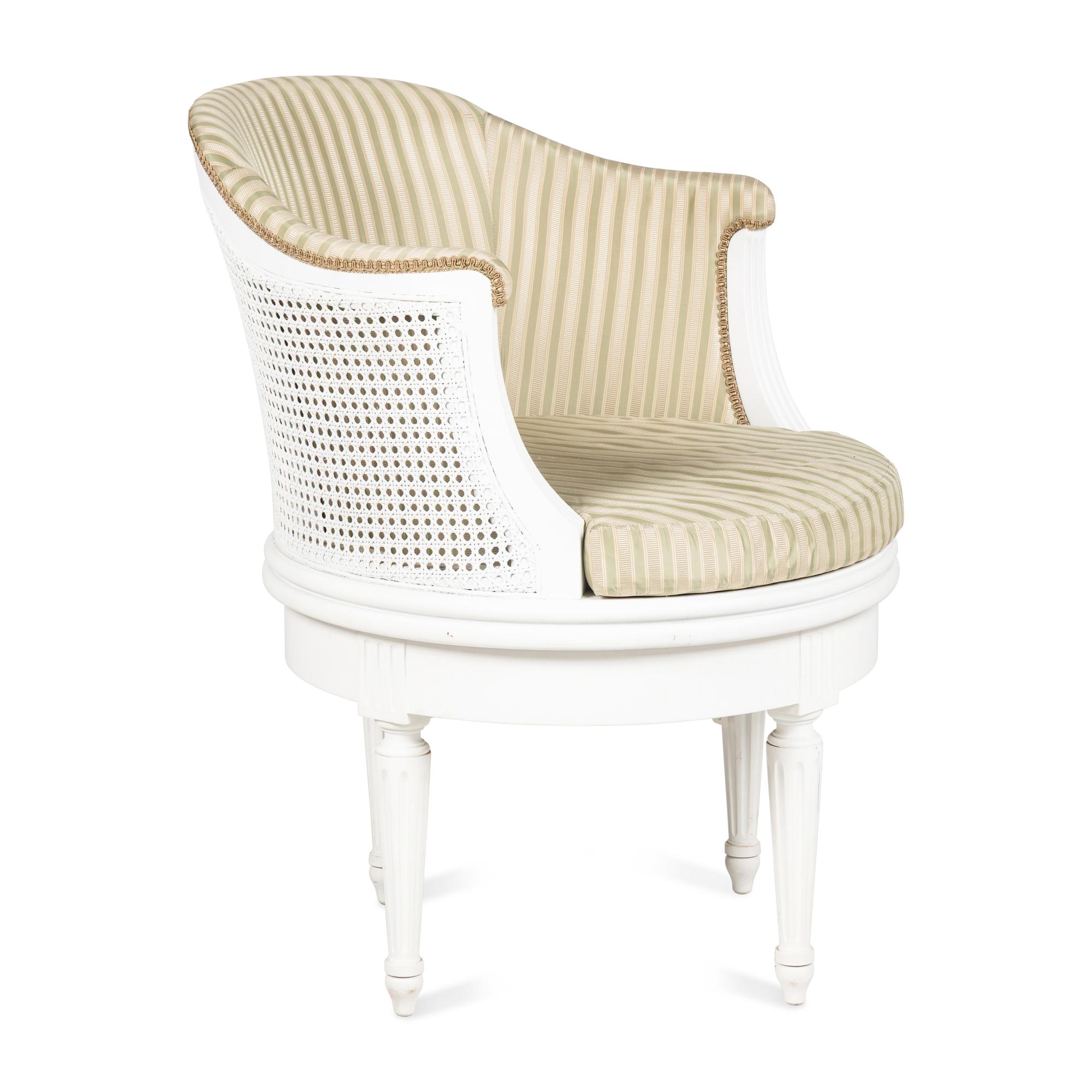 A Louis XVI Style White-Painted Swiveling Bureau Chair