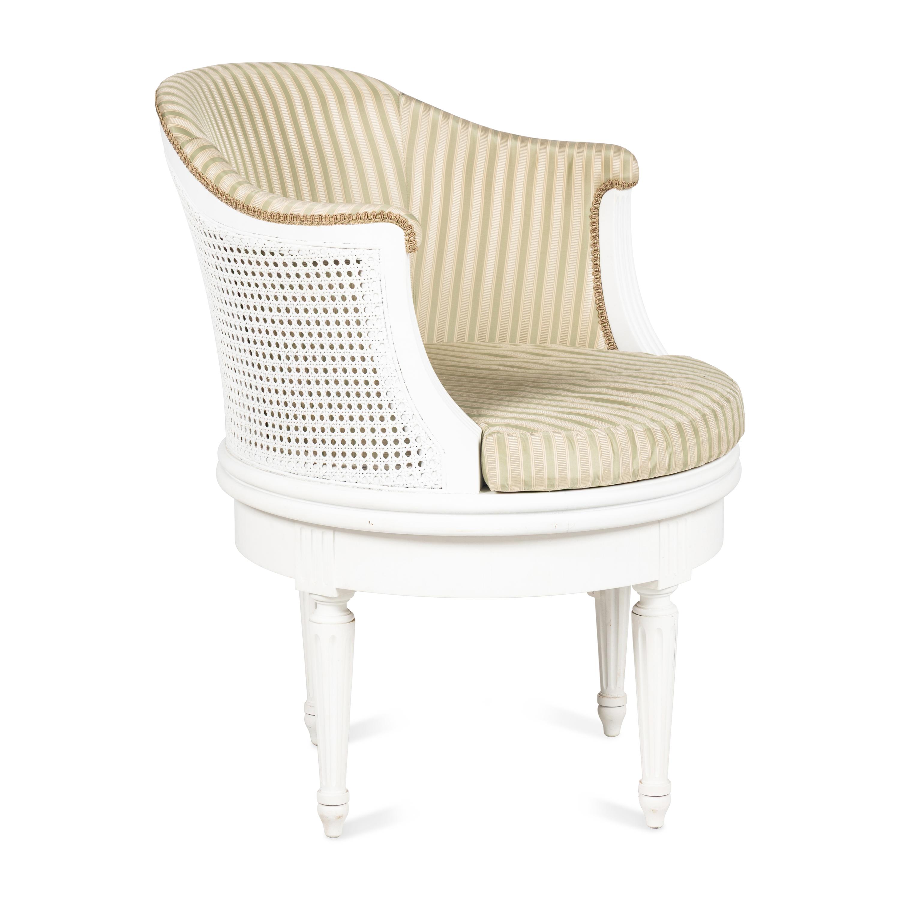 A Louis XVI Style White-Painted Swiveling Bureau Chair