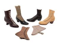 Collection of Footwear; Four Pairs of Boots, Two Pairs of Spats, 19th and Early 20th Century