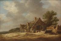 Jan Josefsz. van Goyen (Dutch, 1596-1656) — Figures Working by Farm Cottages , 1630