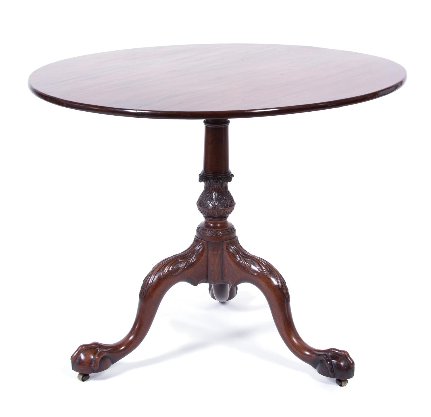 A George II Style Mahogany Tilt Top Table Height 27 x diameter 34 inches. — 19TH CENTURY