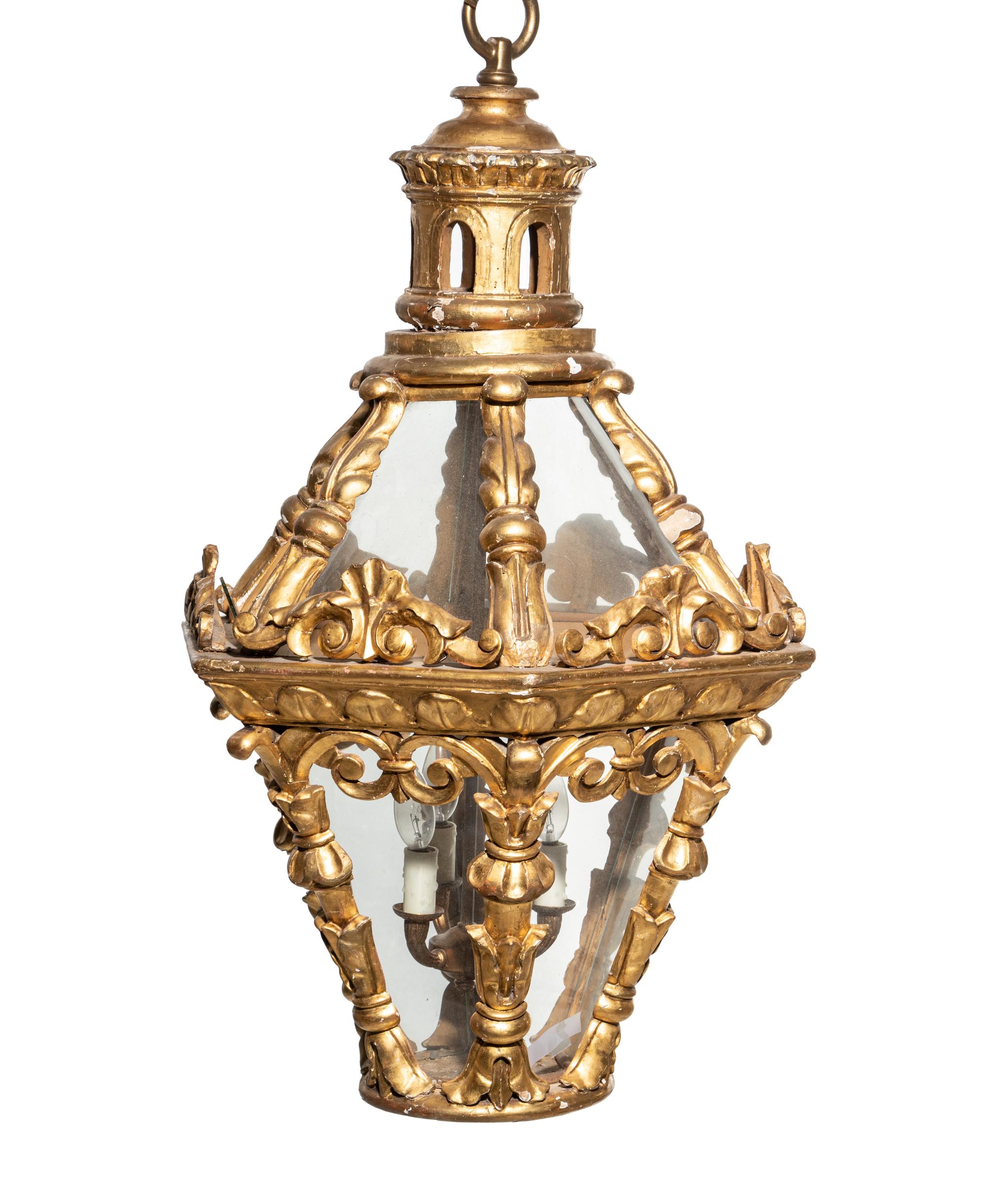 A Continental Giltwood Lantern