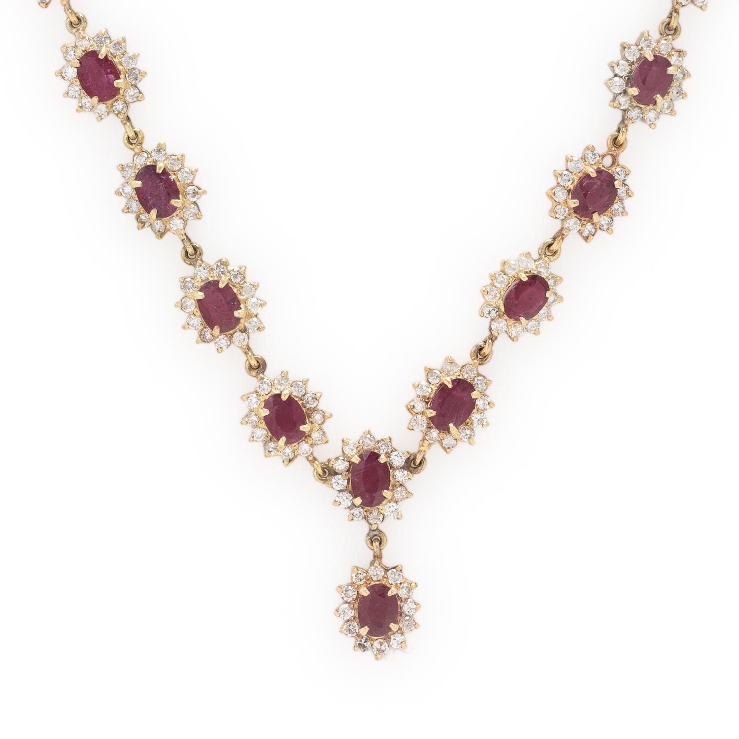 Ruby, Diamond, and Yellow Gold Necklace