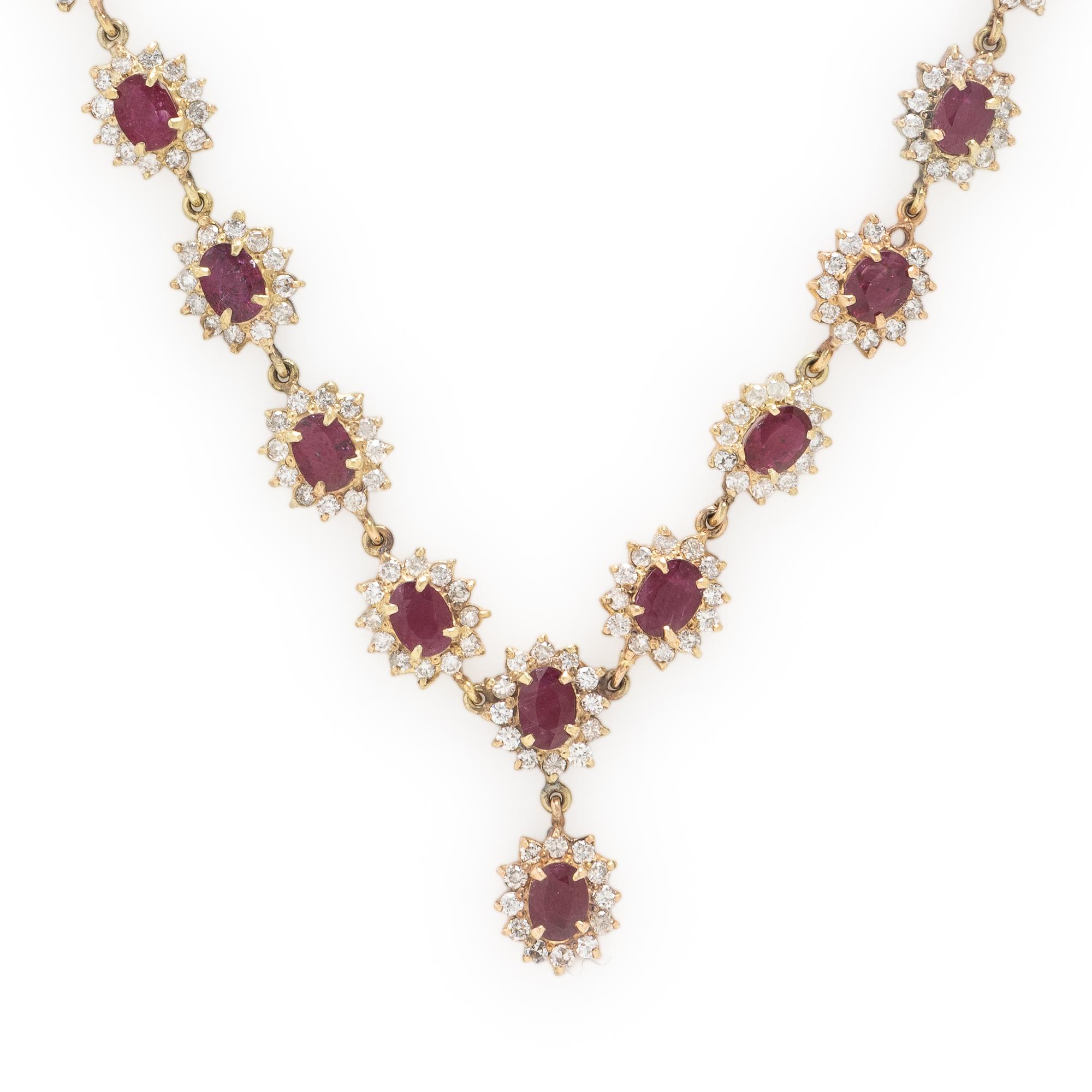 Ruby, Diamond, and Yellow Gold Necklace