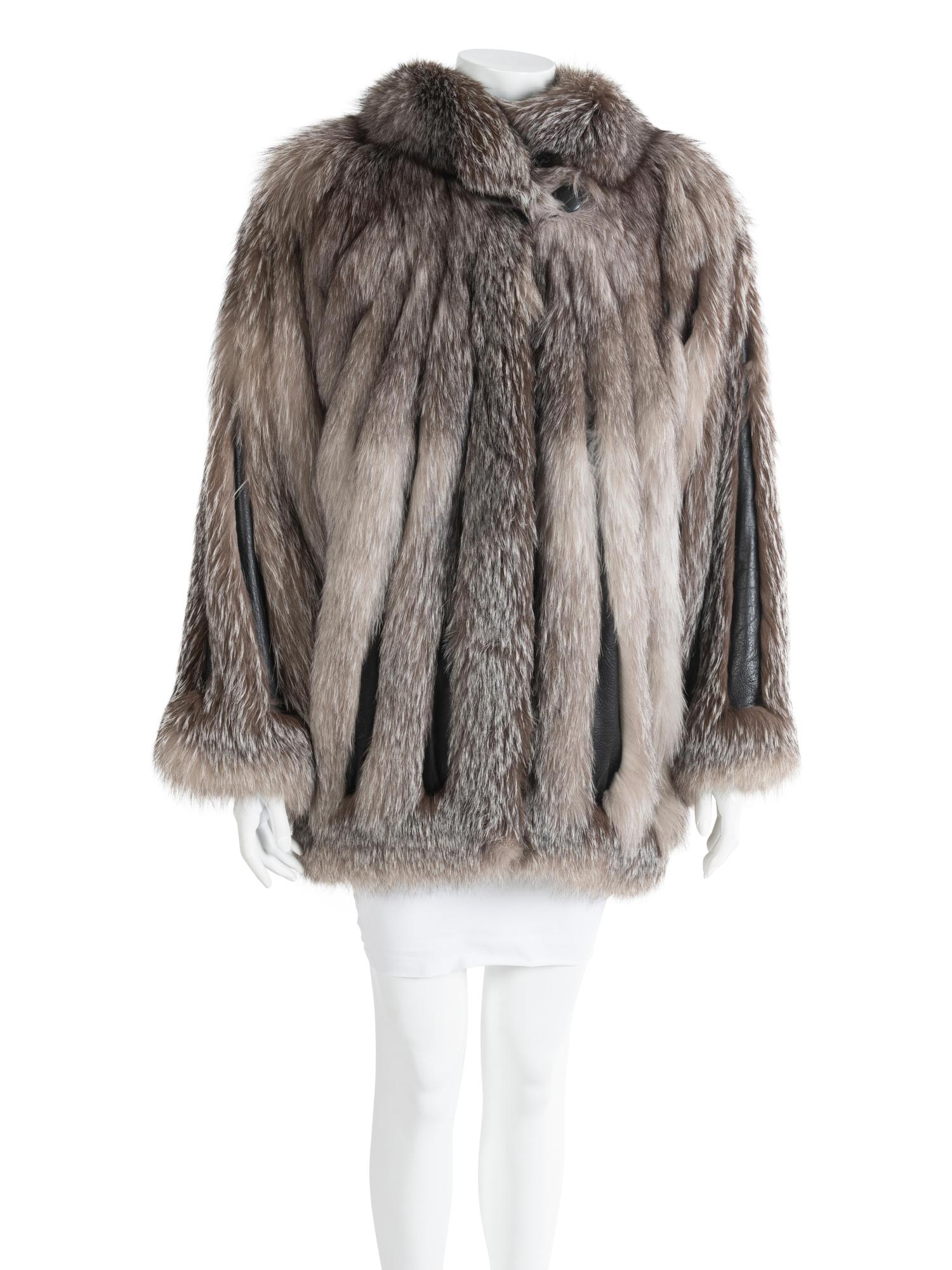 Fox Fur and leather Coat, 1980-90s