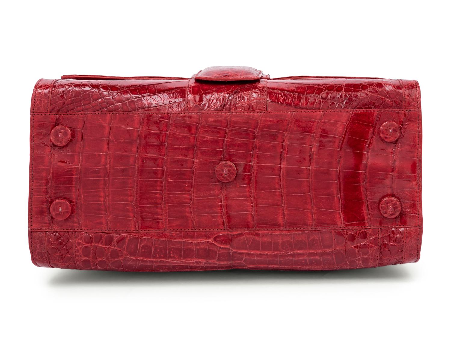 Nancy Gonzalez Red Alligator Flap Bag, 2000s