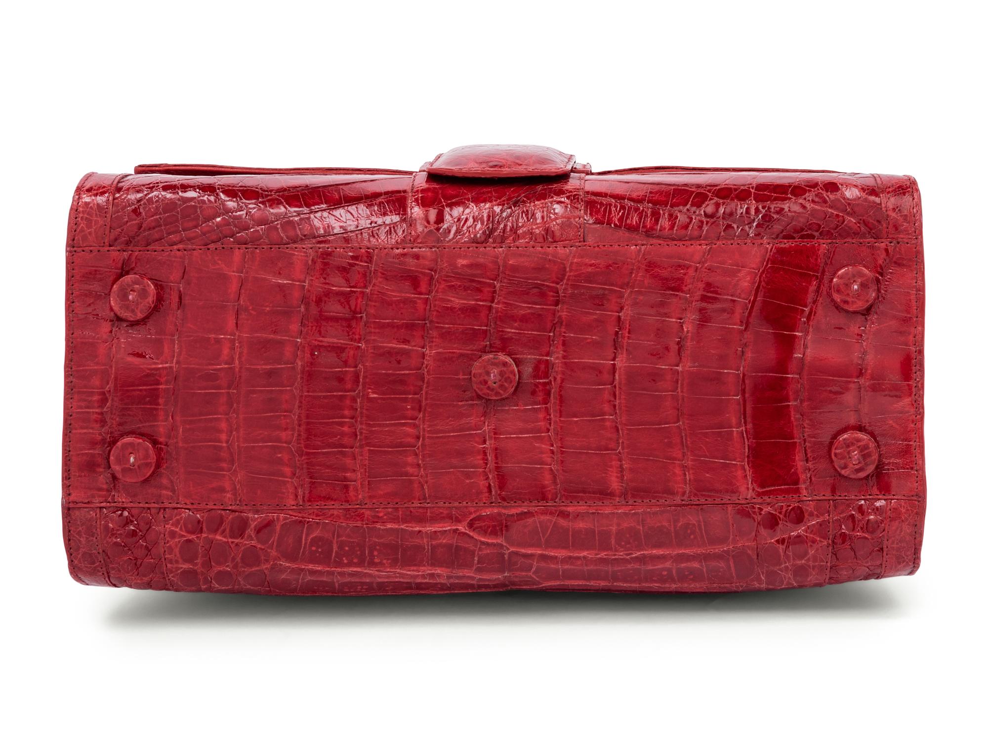 Nancy Gonzalez Red Alligator Flap Bag, 2000s