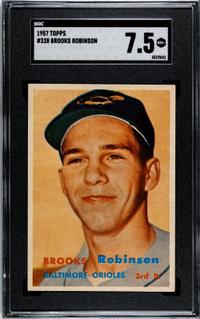 A 1957 Topps Brooks Robinson Rookie Baseball Card No. 328 (SGC 7.5 NM+)