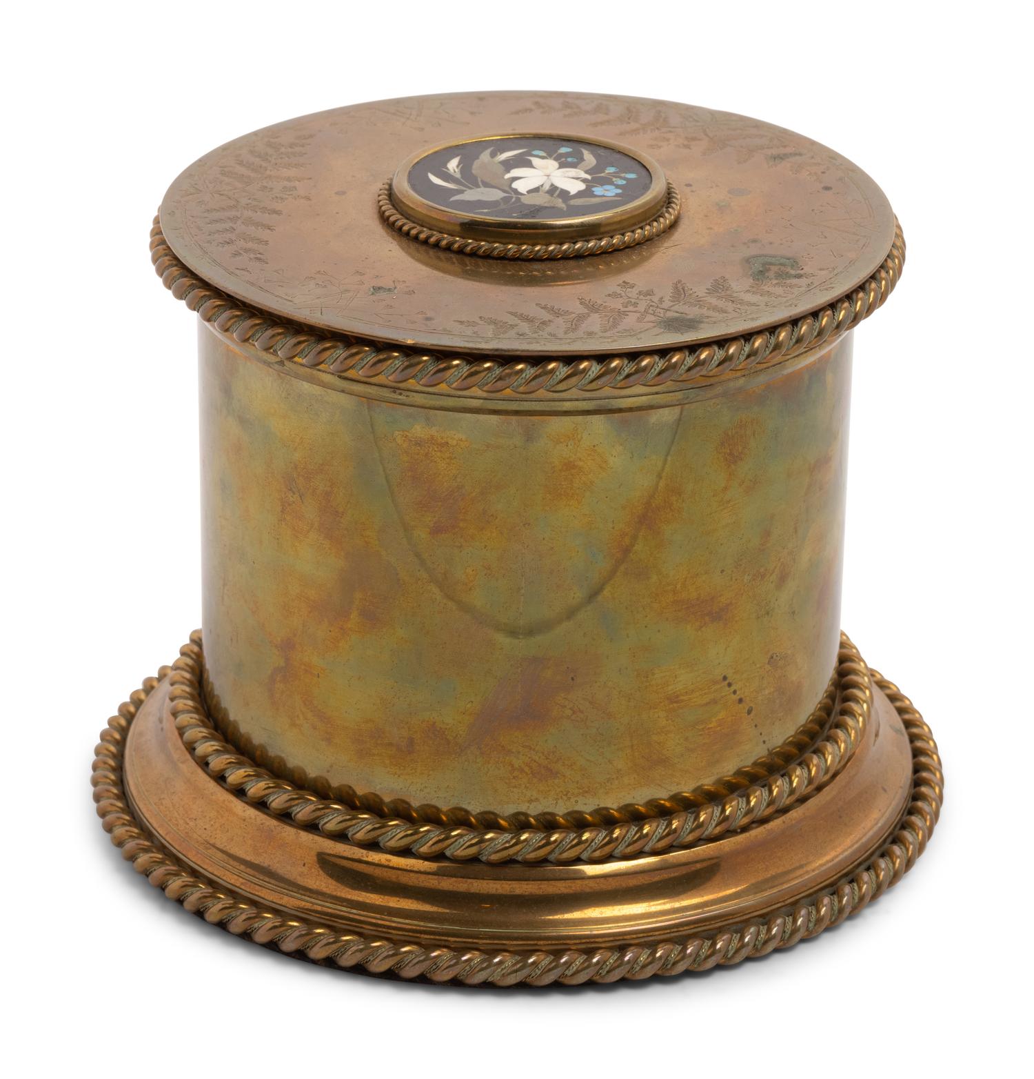 An Italian Pietra Dura Inset Brass Box