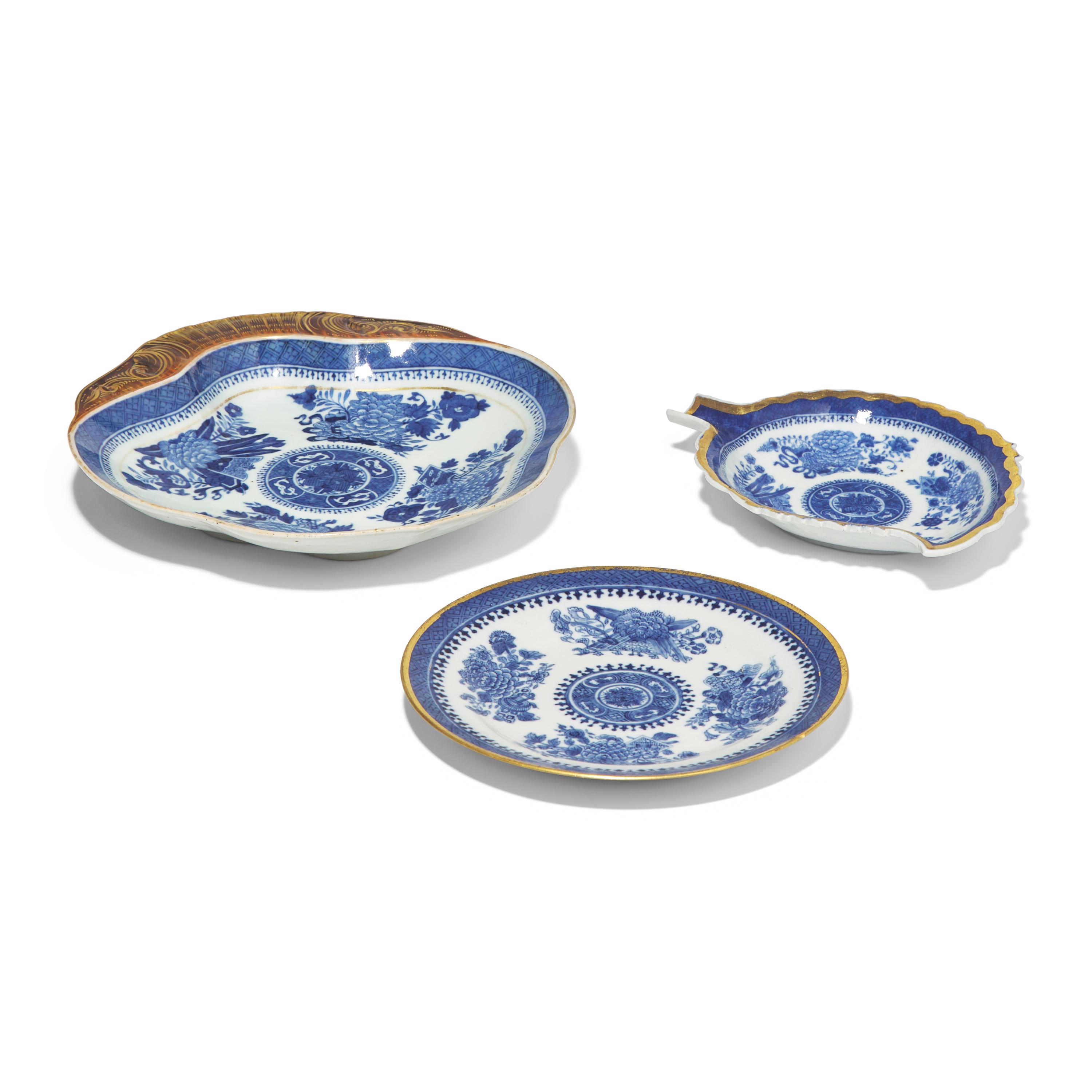 Three Chinese Export Porcelain Imperial Fitzhugh Dishes