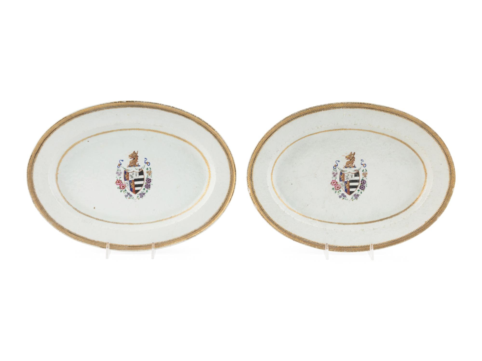 A Pair of Chinese Export Porcelain Armorial Platters