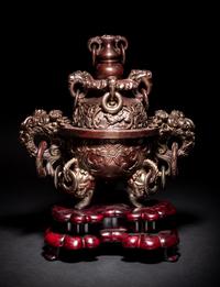 A Chinese Hardstone Tripod Incense Burner