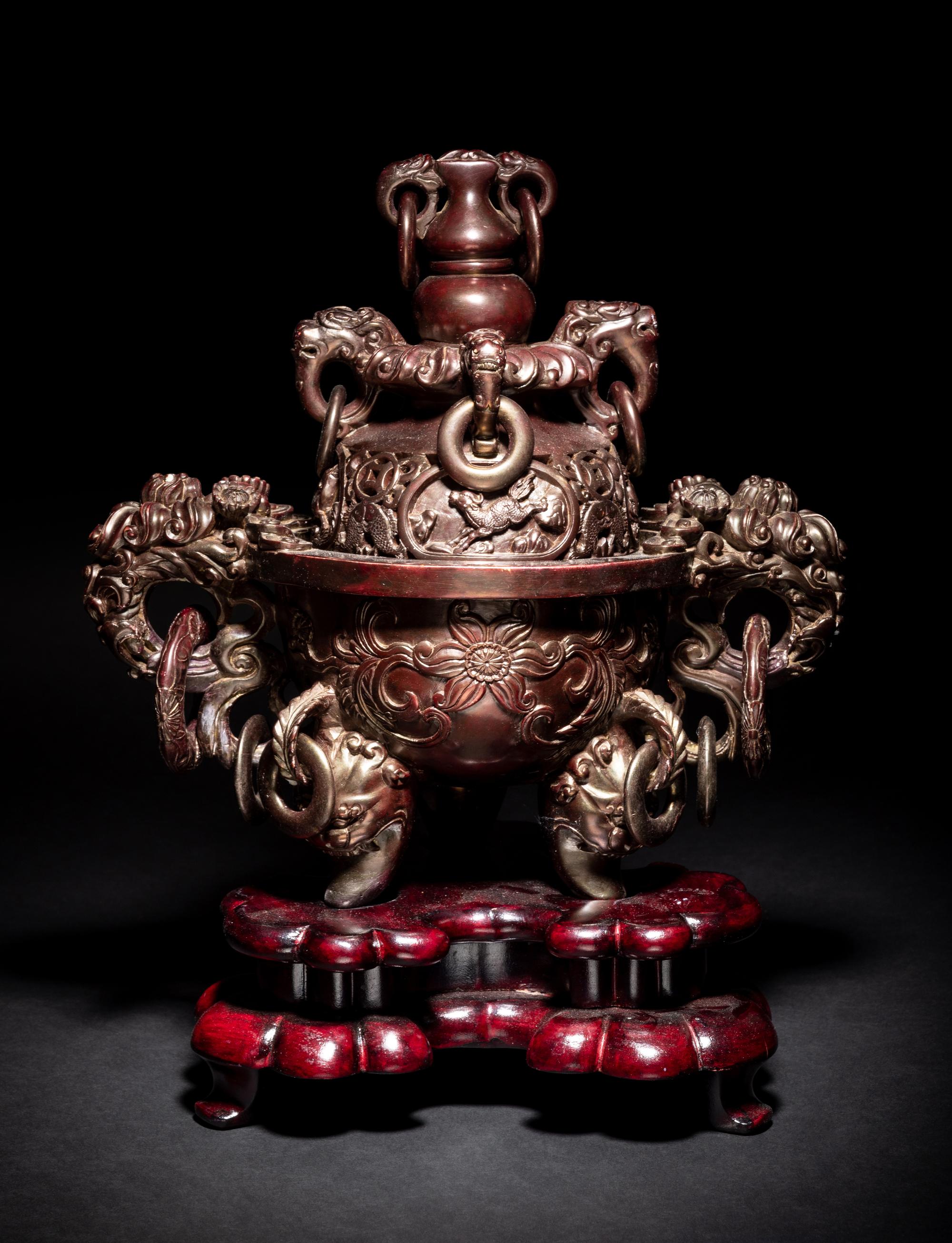 A Chinese Hardstone Tripod Incense Burner