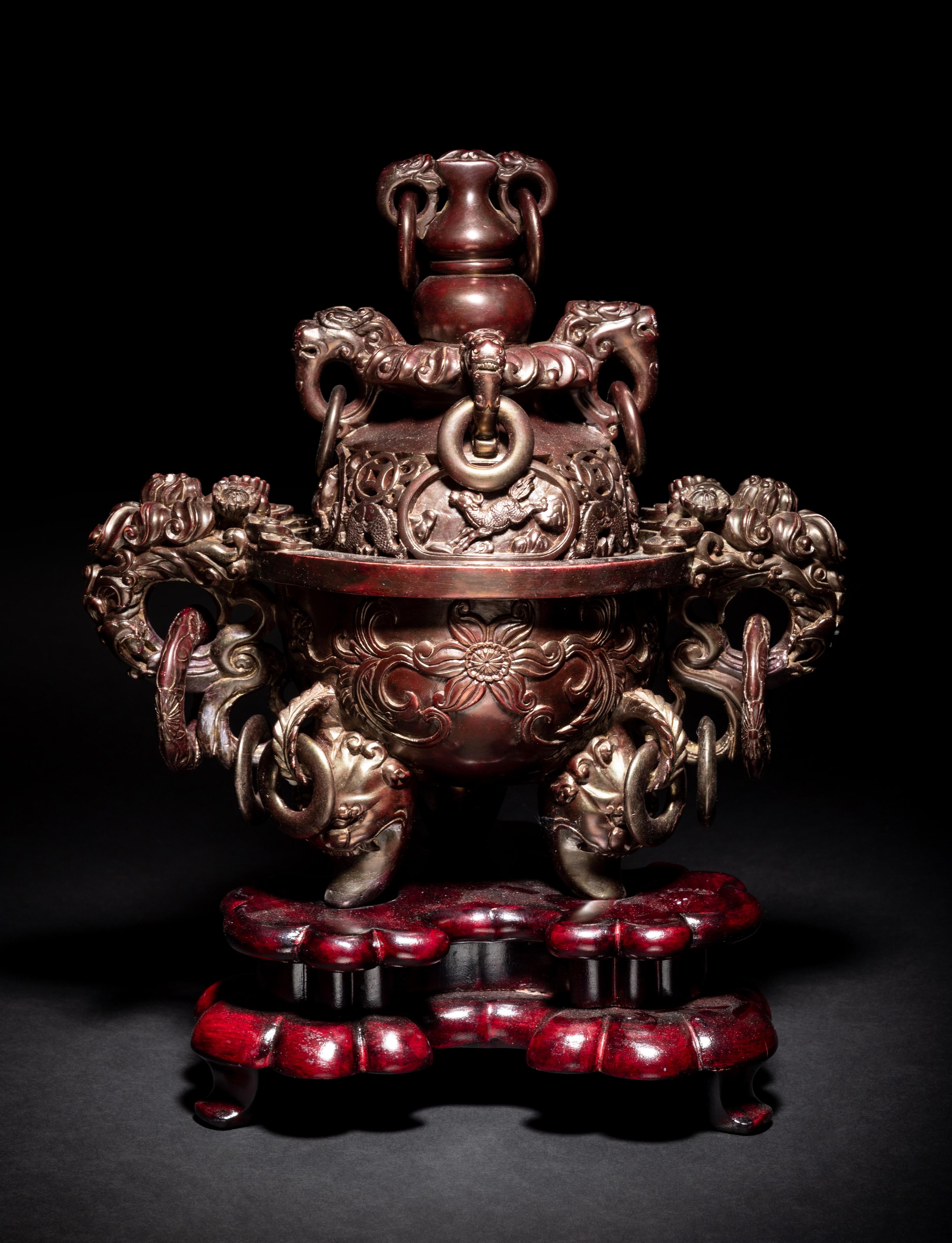 A Chinese Hardstone Tripod Incense Burner