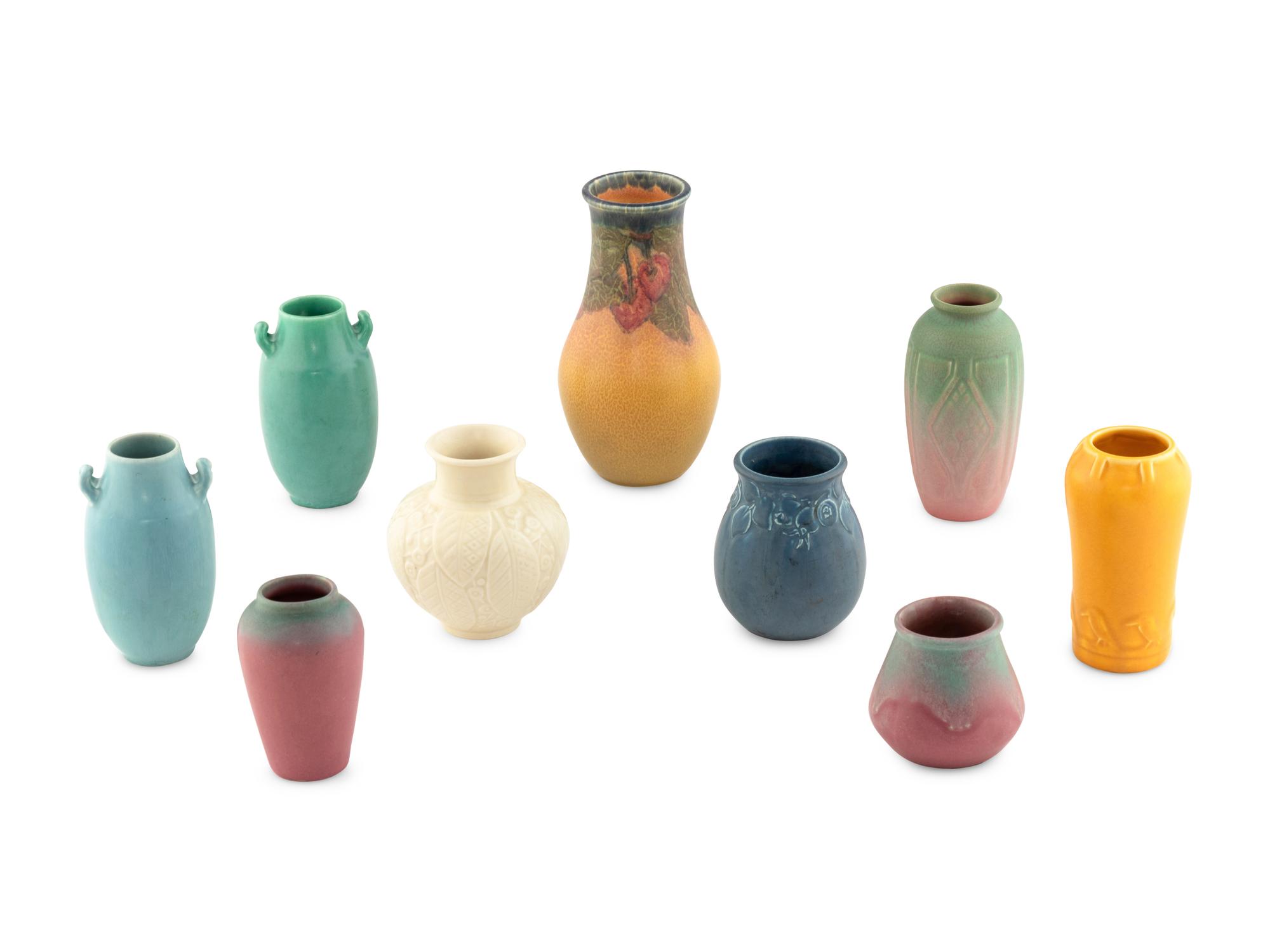 Group of Seven Vases with Two Muncie Vases.
