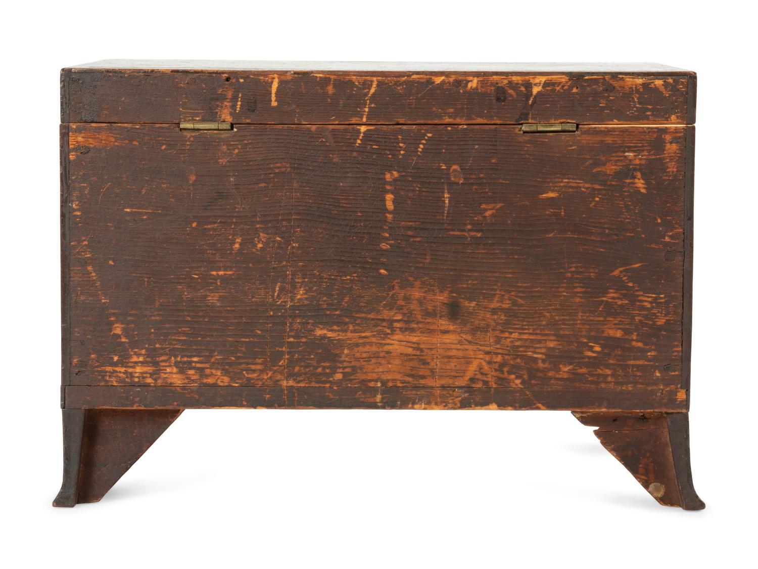 A Federal Stencil Decorated Mahogany Tea Caddy