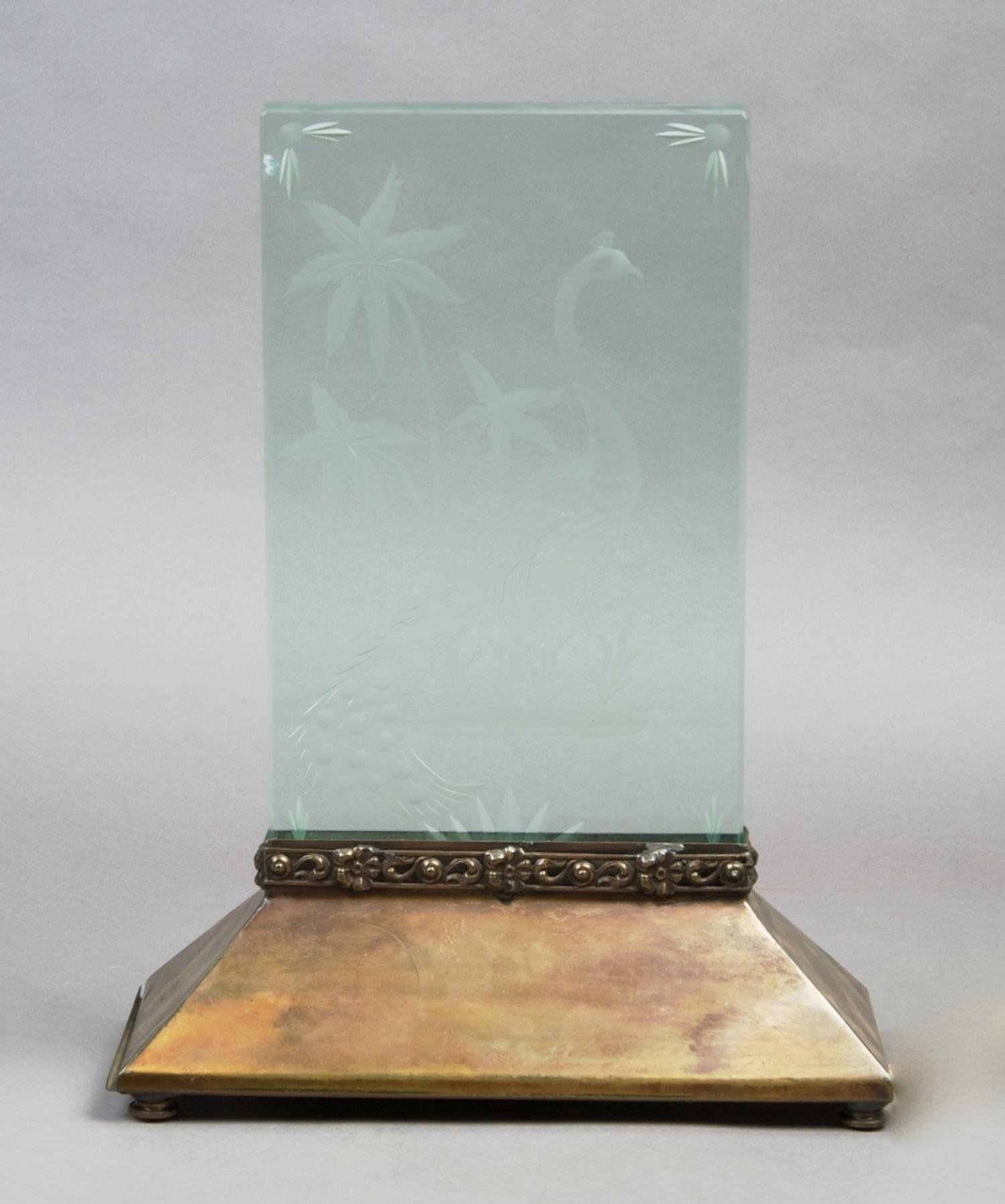 An Etched Glass Luminiere, Height 12 1/2 inches.