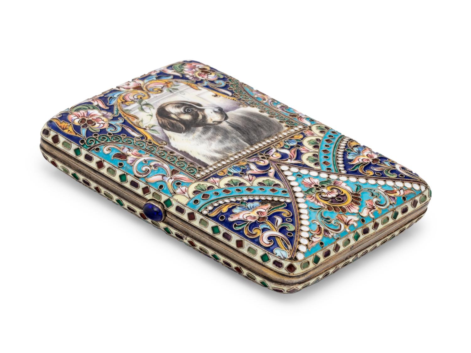 A Russian Silver and Enamel Cigarette Case