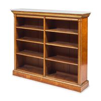 A Louis XVI Style Plum-Pudding Mahogany (Acajou Moucheté), Parcel-Gilt and Marble-Top Bookcase