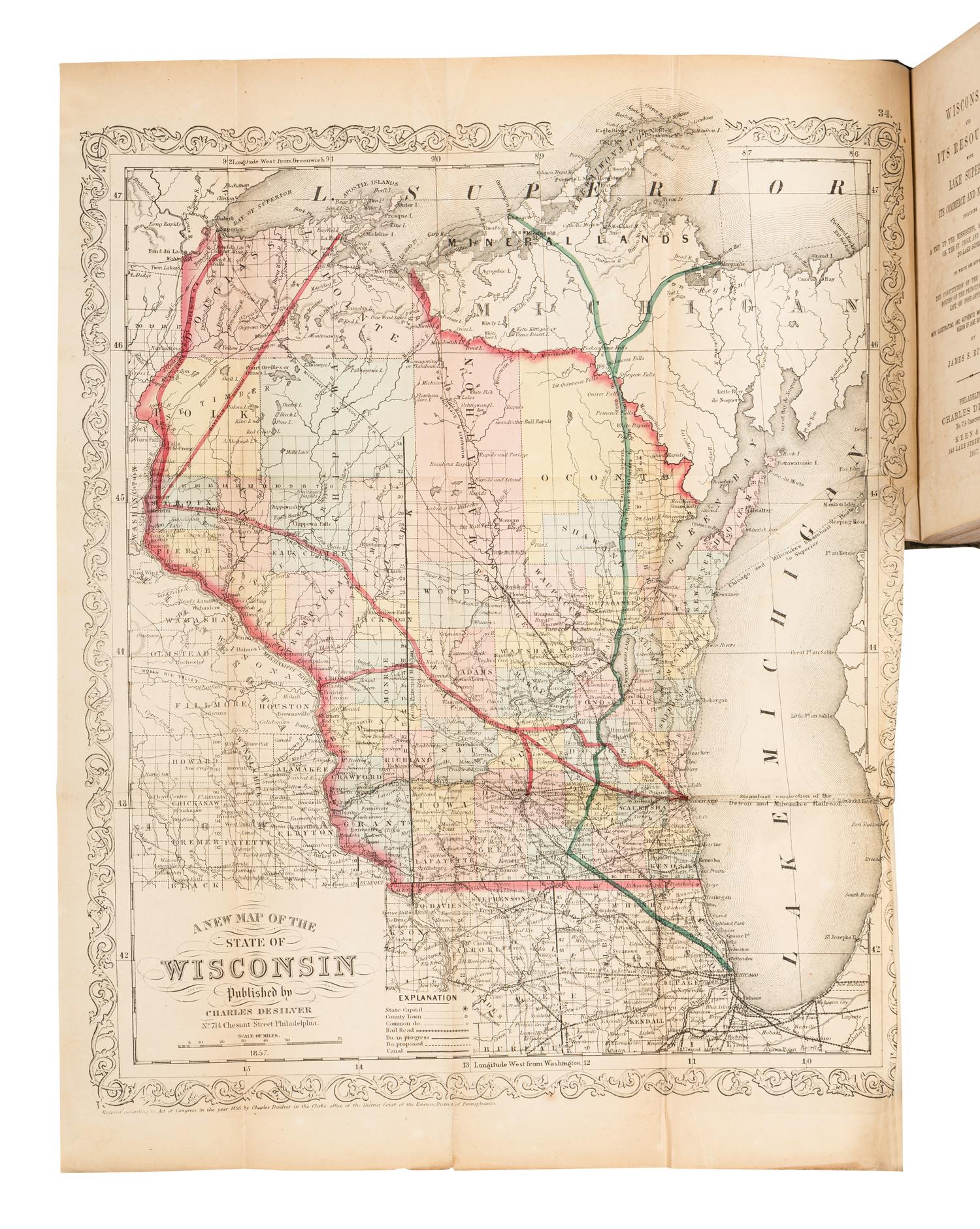 [PRE-FIRE IMPRINTS]. A group of 6 Chicago Pre-Fire imprints about the Mississippi River and Midwest, comprising: